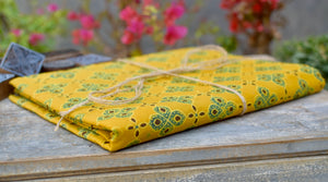 YELLOW HANDBLOCK AJRAKH COTTON FABRIC