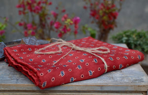 RED HANDBLOCK AJRAKH MODAL SILK FABRIC