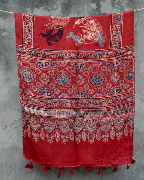 HANDBLOCK MODAL SILK AJRAKH STOLE