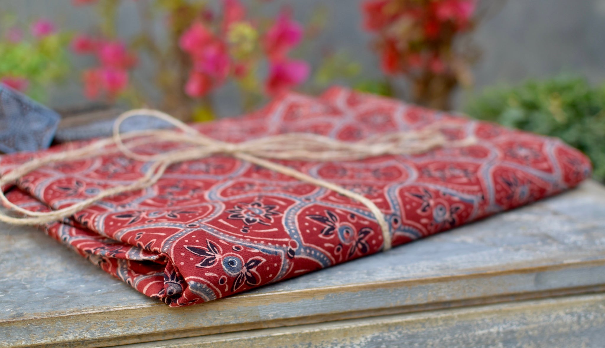 RED HANDBLOCK AJRAKH COTTON FABRIC