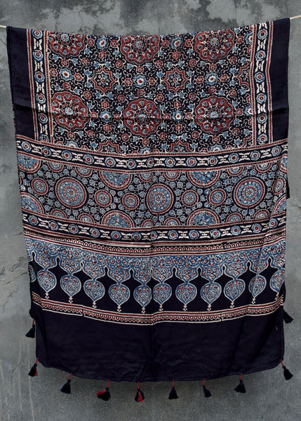 HANDBLOCK MODAL SILK AJRAKH STOLE