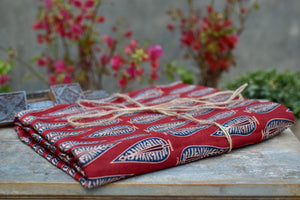 RED HANDBLOCK AJRAKH MODAL SILK FABRIC