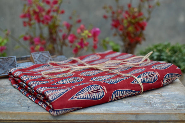 RED HANDBLOCK AJRAKH MODAL SILK FABRIC