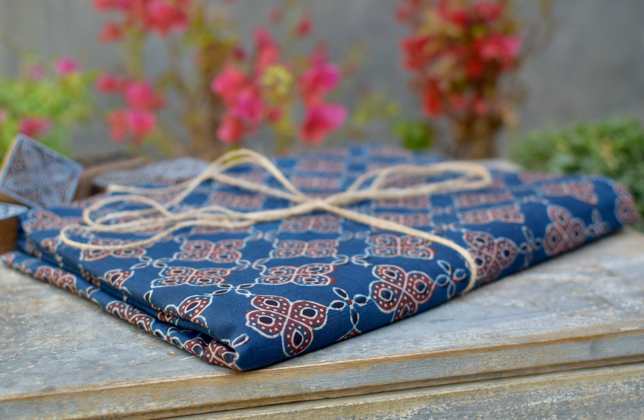 INDIGO HANDBLOCK AJRAKH COTTON FABRIC