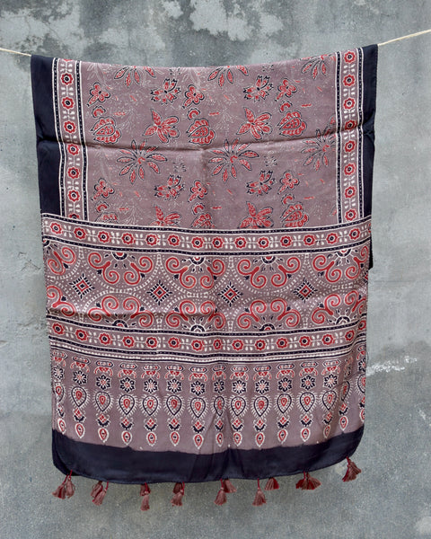 HANDBLOCK MODAL SILK AJRAKH STOLE