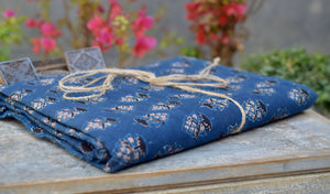 INDIGO HANDBLOCK AJRAKH COTTON FABRIC