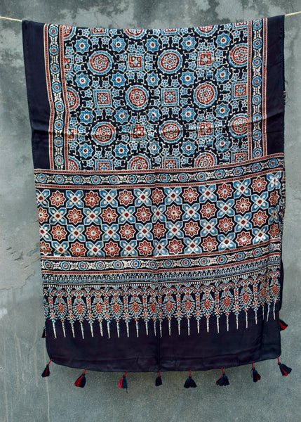 HANDBLOCK MODAL SILK AJRAKH STOLE