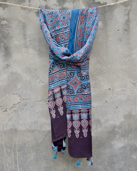 HANDBLOCK MODAL SILK AJRAKH STOLE