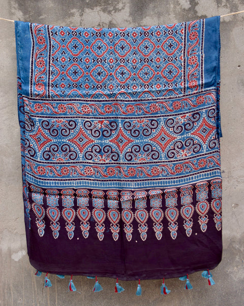 HANDBLOCK MODAL SILK AJRAKH STOLE