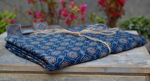 INDIGO HANDBLOCK AJRAKH MODAL SILK FABRIC