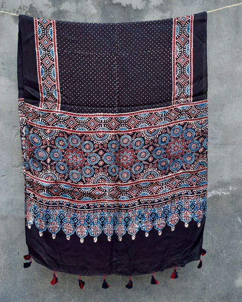 HANDBLOCK MODAL SILK AJRAKH STOLE