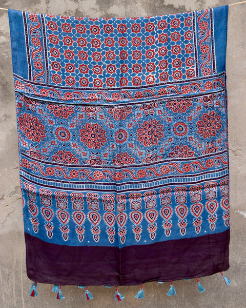 HANDBLOCK MODAL SILK AJRAKH STOLE