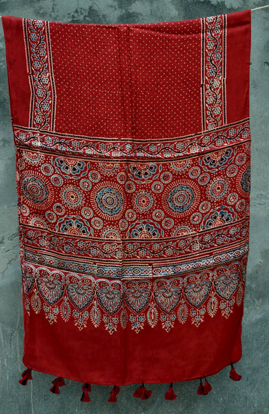 HANDBLOCK MODAL SILK AJRAKH STOLE