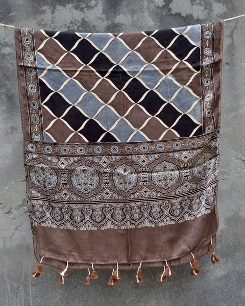 HANDBLOCK MODAL SILK AJRAKH STOLE