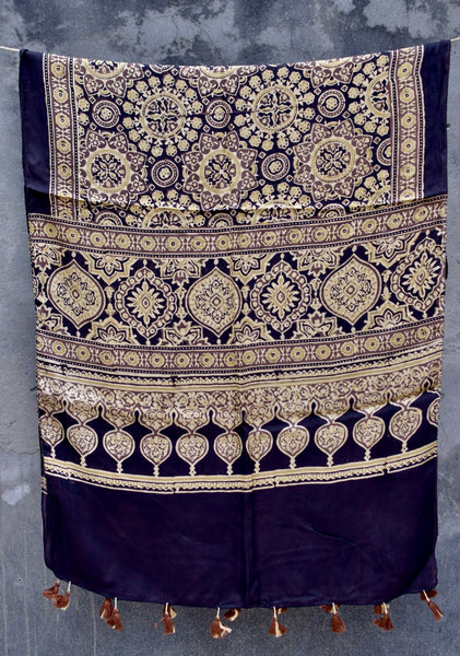 HANDBLOCK MODAL SILK AJRAKH STOLE