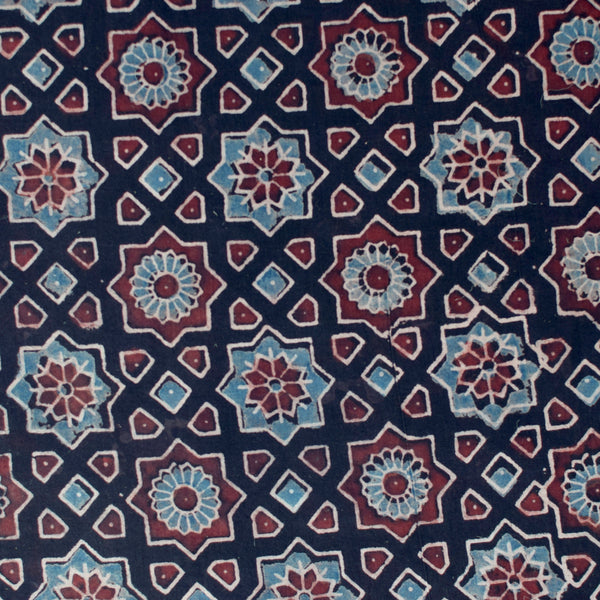 BLACK HANDBLOCK AJRAKH COTTON FABRIC