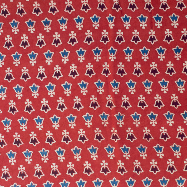 RED HANDBLOCK AJRAKH MODAL SILK FABRIC