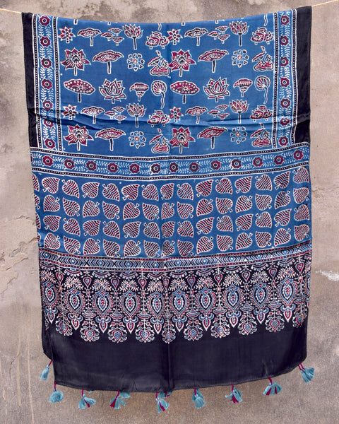 HANDBLOCK MODAL SILK AJRAKH STOLE