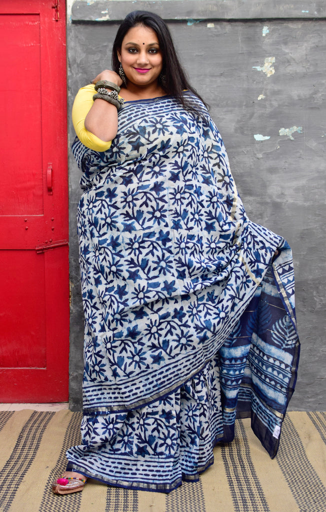 Indigo Saree - Buy Indigo Sarees online in India at affordable price –  Matkatus